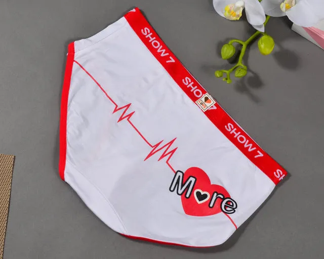 Couples  Underwear Lovers Clothing  Bamboo Fiber Panties Women Men Boxer Masculine Shorts Heart-shaped Print Sexy Briefs Women