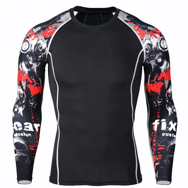 Men Thermal Underwear Long Sleeve Fitness Tights Sportswear Compression Elastic Track Running Wear a