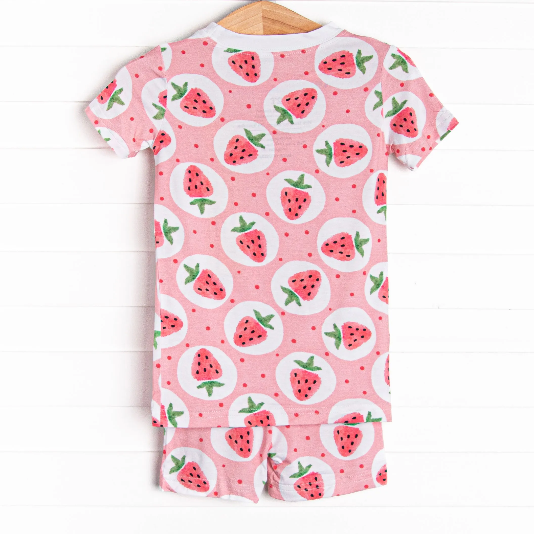 Strawberry Blossom Bamboo Pajama Short Set, Pink