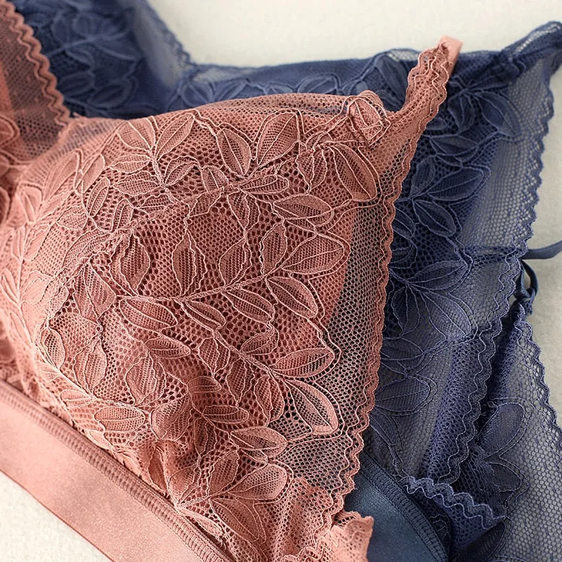Women Lace Wirefree Thin Cup Padded Bra Sexy Backless Vest Comfort Lingerie